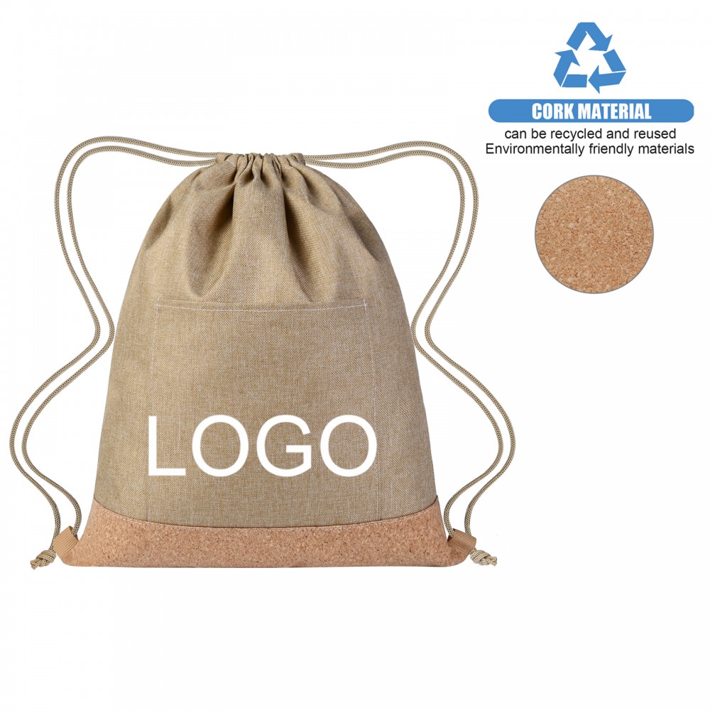 Cork Bottom Drawstring Backpack Logo Imprinted Cork Bottom Drawstring Backpack Logo Imprinted