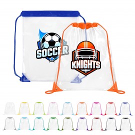 Custom Embroidered Large Clear Stadium Cinch Bag  Custom Embroidered Large Clear Stadium Cinch Bag
