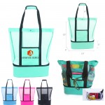 2-In-1 Mesh Beach Tote Bag w/Insulated Cooler(16"x6"x20") Logo Imprinted