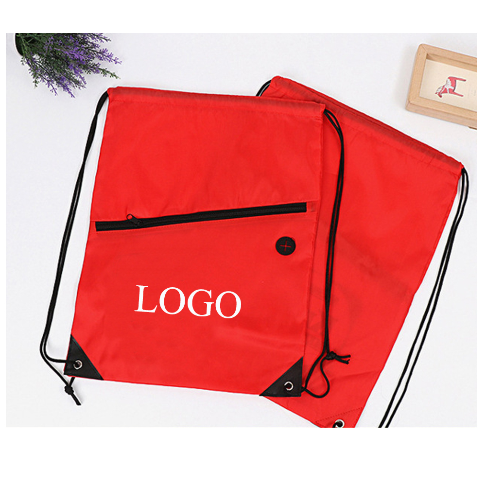 Custom Embroidered 210D Polyester Drawstring Backpack With Zipper/Headphone Jack Custom Embroidered 210D Polyester Drawstring Backpack With Zipper/Headphone Jack