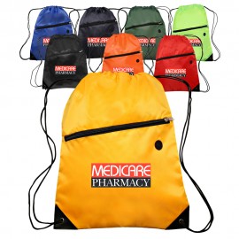 Custom Embroidered Drawstring Backpacks with Pocket  Custom Embroidered Drawstring Backpacks with Pocket