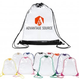 Clear PVC Drawstring Sports Backpack Logo Imprinted