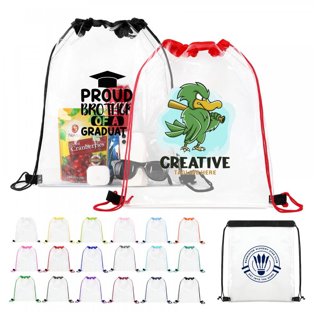 Clear PVC Cinch Bag Custom Embroidered Clear PVC Cinch Bag Custom Embroidered