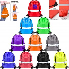 Reflective Drawstring Backpack Logo Imprinted  Reflective Drawstring Backpack Logo Imprinted
