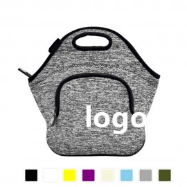 Logo Imprinted Thick Neoprene Lunch Bag With Extra Pocket  Logo Imprinted Thick Neoprene Lunch Bag With Extra Pocket