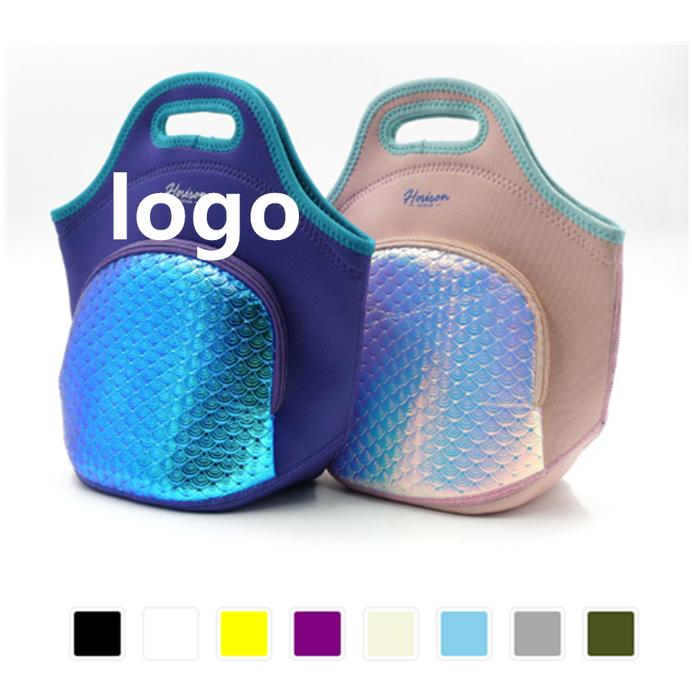 Custom Printed Bling Neoprene Lunch Tote Bag Custom Printed Bling Neoprene Lunch Tote Bag