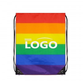 Custom Printed Rainbow Drawstring Backpack