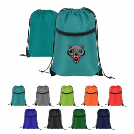 Promotional Drawstring Sports Backpack with Zippered Pocket