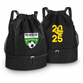 Drawstring Backpack with Shoe Pocket Custom Printed