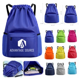 Custom Printed Waterproof Drawstring Travel Gym Backpack  Custom Printed Waterproof Drawstring Travel Gym Backpack