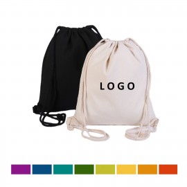 Logo Imprinted Cotton Canvas Drawstring Backpack  Logo Imprinted Cotton Canvas Drawstring Backpack