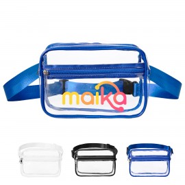 Stadium Approved Clear PVC Fanny Pack W/ Two Zipper Pockets Custom Printed  Stadium Approved Clear PVC Fanny Pack W/ Two Zipper Pockets Custom Printed