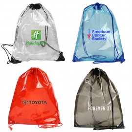 Clear Drawstring Backpack Logo Imprinted  Clear Drawstring Backpack Logo Imprinted