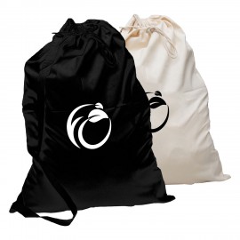 Logo Imprinted Cotton Laundry Tote with Adjustable Shoulder Strap
