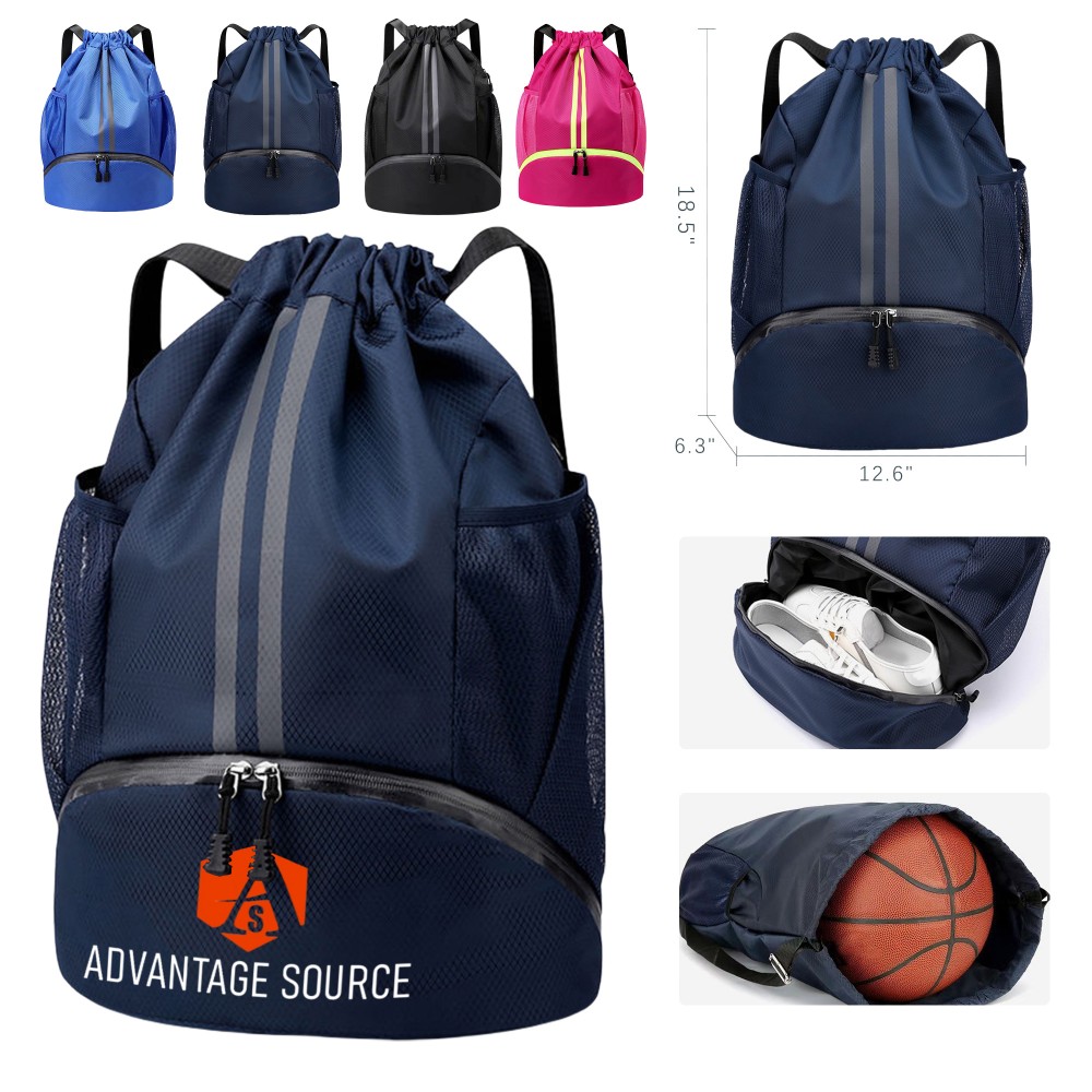 Custom Printed Waterproof Casual Fitness Backpack W/ Shoe Compartment Custom Printed Waterproof Casual Fitness Backpack W/ Shoe Compartment