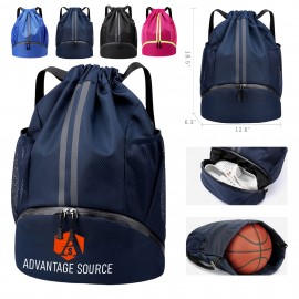 Custom Printed Waterproof Casual Fitness Backpack W/ Shoe Compartment Custom Printed Waterproof Casual Fitness Backpack W/ Shoe Compartment