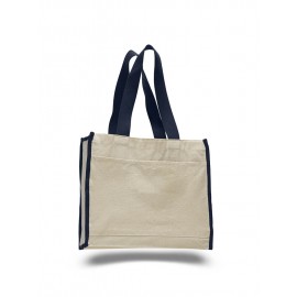 Custom Embroidered Cotton Tote Bag with Colored Trim