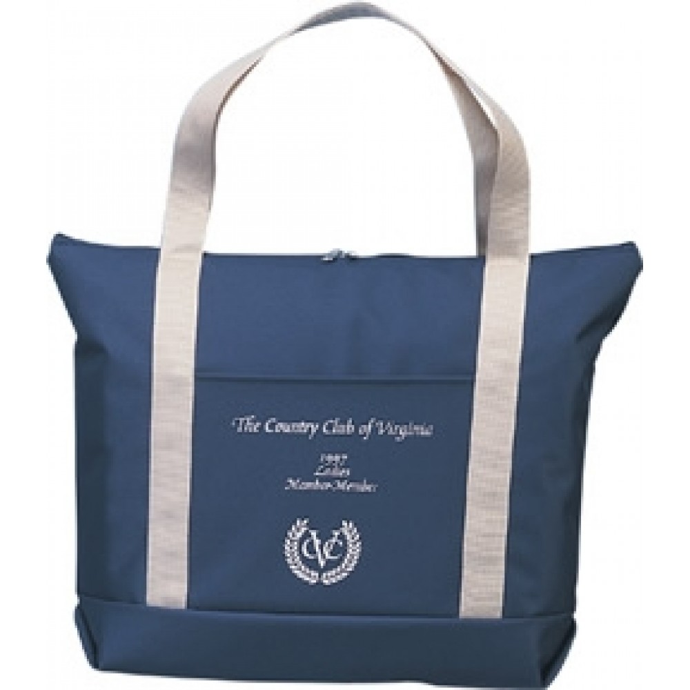 Promotional 600 Denier Polyester Country Club Zip-Top Tote Bag