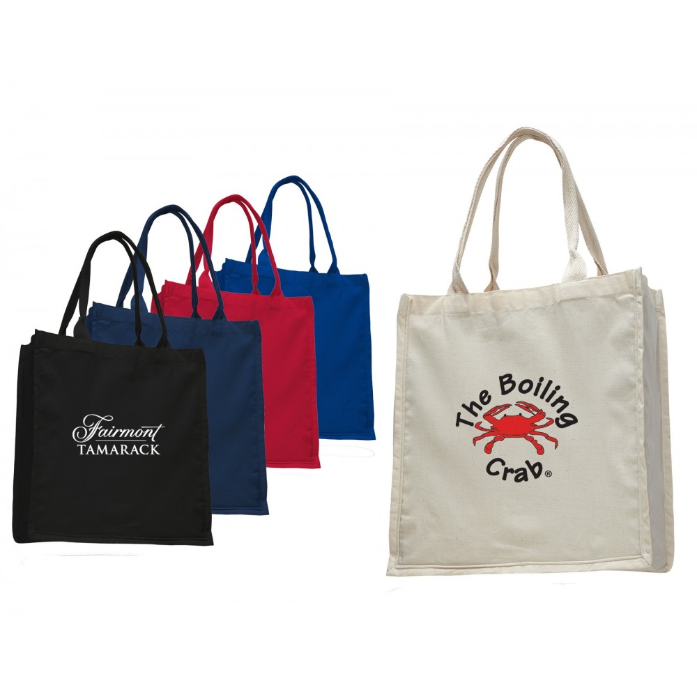 Custom Printed Dyed Cotton Shopping Tote with Stuffed Webbed Handles Custom Printed Dyed Cotton Shopping Tote with Stuffed Webbed Handles