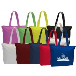 Dyed Heavy Canvas Zippered Tote Bag with Zippered Pocket Inside Custom Embroidered