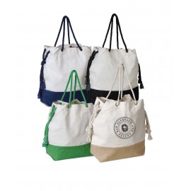Custom Printed Jute + Cotton Contrasting Tote