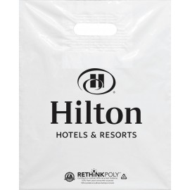 Logo branded 2.5 Mil RethinkPoly Patch Handle Bag (12''x15'')  Logo branded 2.5 Mil RethinkPoly Patch Handle Bag (12