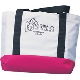 Custom Embroidered 10 Oz. Natural Canvas Everyday Tote Bag w/Accent Color Bottom