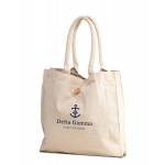 Logo Imprinted Natural Cotton Shopping Tote with Cotton Webbed Handles / Buttoned Closure
