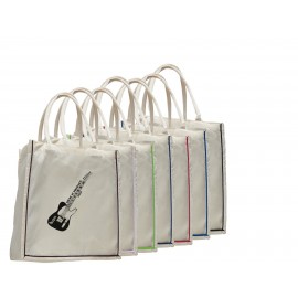 Custom Embroidered Cotton Shopping Tote with Colored Trim