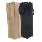 1 Bottle Wine Jute Bag with Rope Handle Custom Printed