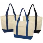 Custom Embroidered Deluxe Zippered Cotton Canvas Tote Bag