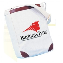 Custom Embroidered 10 Oz. Natural Canvas Leather Trimmed Messenger Tote Bag  Custom Embroidered 10 Oz. Natural Canvas Leather Trimmed Messenger Tote Bag