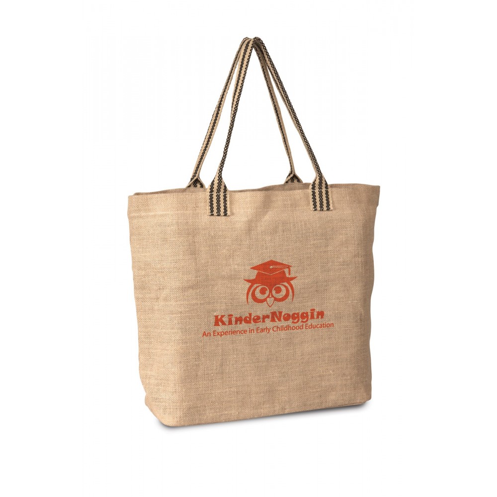 Logo Imprinted Laminated Jute Beach Bag Logo Imprinted Laminated Jute Beach Bag