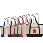 Custom Embroidered Canvas Boat Tote Bag with Outside Pocket and Interior Zippered Pocket