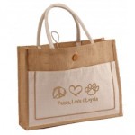 Custom Printed Two-Tone Jute Tote Bag with Cotton Webbed Handles