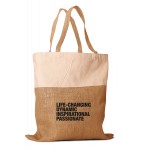 Custom Printed Jute and Cotton Combination Tote Bag