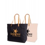 Dyed Cotton Shopping / Beach Tote with Leather Handles Logo Imprinted