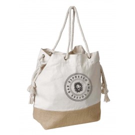 Jute + Cotton Contrasting Tote Custom Embroidered