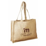 Custom Printed Unlaminated Jute Shopping Bag with Self Handles