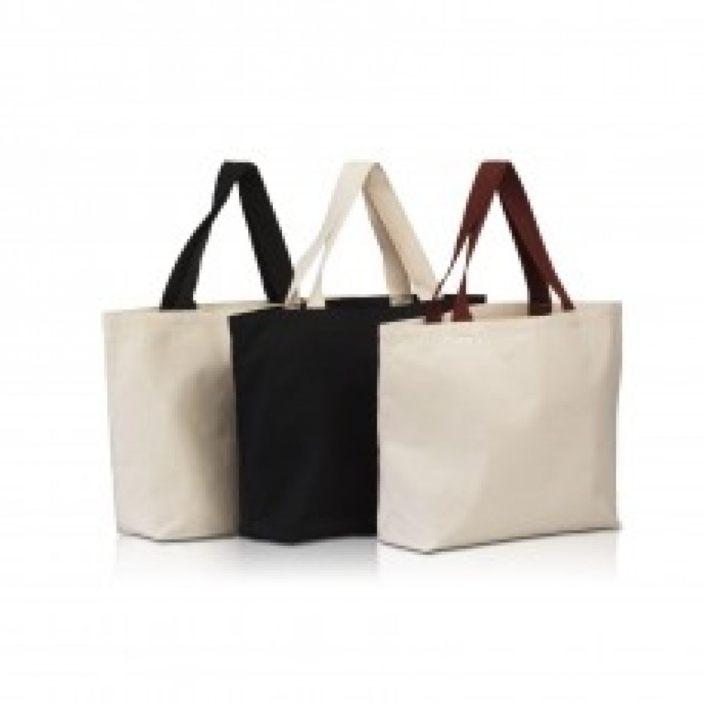 Custom Embroidered Large Cotton Canvas Beach Bag with Contrasting Handles Custom Embroidered Large Cotton Canvas Beach Bag with Contrasting Handles