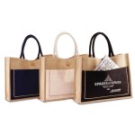 Two-Tone Dyed Jute Tote Bag with Cotton Webbed Handles Custom Printed