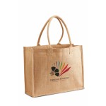 Logo Imprinted Jute Shopping Tote with Cotton Web Handle