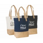 Custom Printed Cotton Tote Bag with Jute Trim & Handles