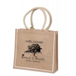Natural Jute Shopping Bag with Webbed Handles Custom Embroidered