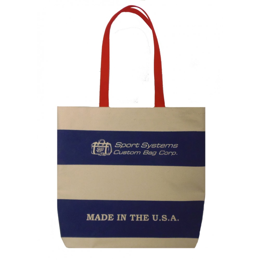 Custom Embroidered 10 Oz. Cotton Double Bar Tote