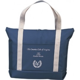 Promotional 10 Oz. Natural Cotton Country Club Zip-Top Tote Bag