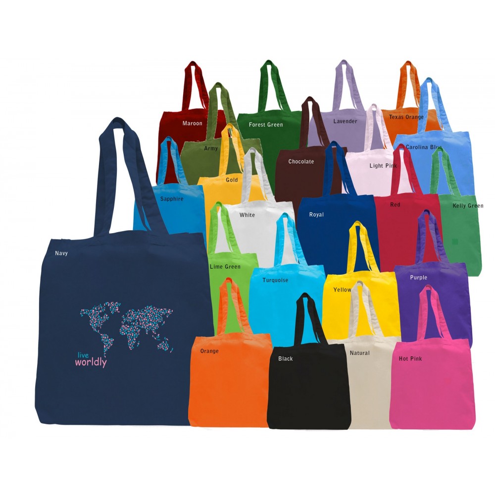 Economy Dyed Cotton Shopping Tote with Self Handles and Gusset Logo Imprinted Economy Dyed Cotton Shopping Tote with Self Handles and Gusset Logo Imprinted