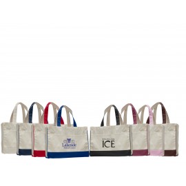 Custom Embroidered Two Toned Cotton Canvas Shopping/ Beach Bag with Large Front Pocket