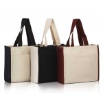 Custom Printed Heavy Cotton Tote Bag with Front Pocket & Contrasting Handles