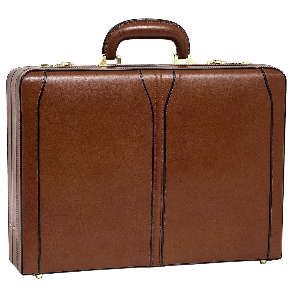 McKlein USA Turner Brown Leather Expandable Attache Case Logo Imprinted McKlein USA Turner Brown Leather Expandable Attache Case Logo Imprinted